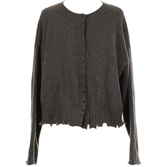 MJ Watson Distressed Cashmere Cardigan Brown M - Picture 2 of 10